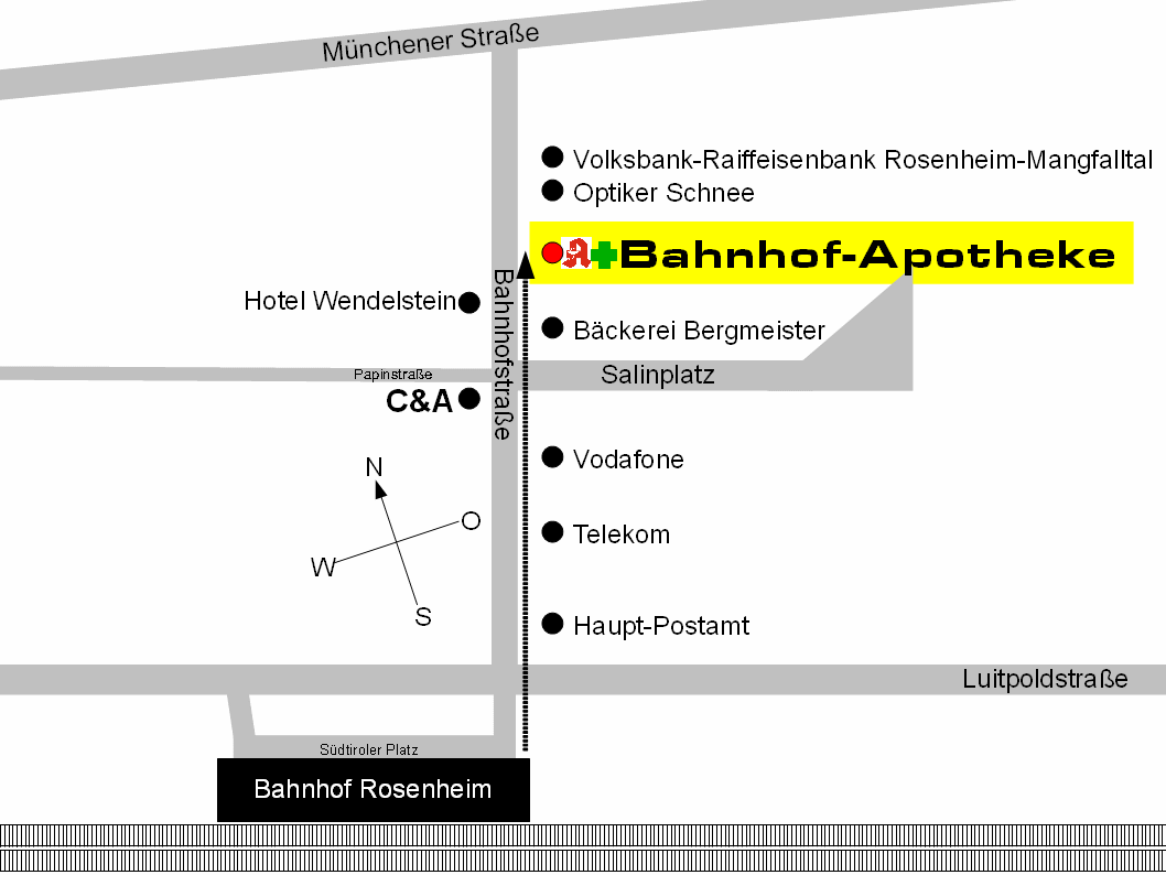 Lage Bahnhof-Apotheke Rosenheim